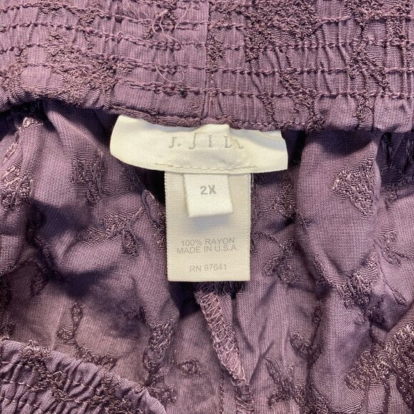 J Jill Women Pants Size 2X Purple Embroidered Pockets Pull On 90s,Rayon USA,VTG - Picture 8 of 9
